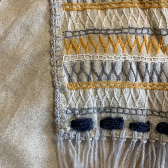 Johnny Was Biya Cream ARO Linen Open Front Poncho